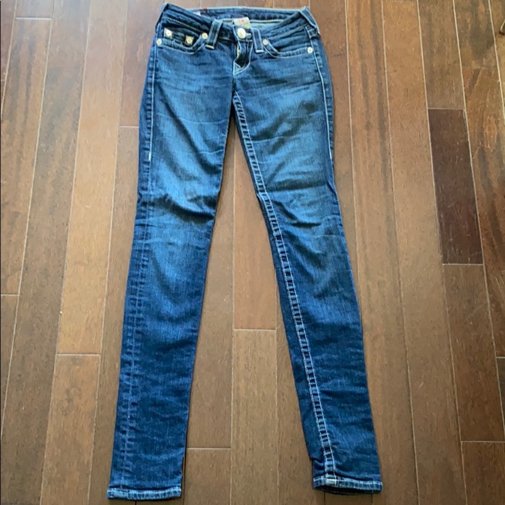 True Religion “Stella” Straight Leg Low Rise Jeans